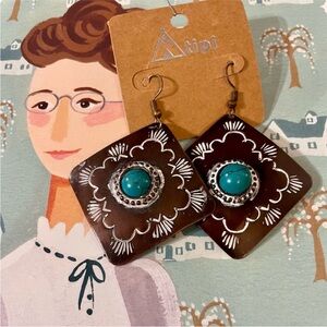 Cheyenne Diamond Earrings – Copper & Turquoise Western Boho Style